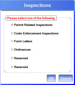 Choose Inspection Activity